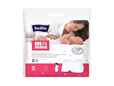 Bella Mamma Comfort Multiple-Use Mesh Panties - Reusable Postpartum Panties,  2 pcs, XL, white + black